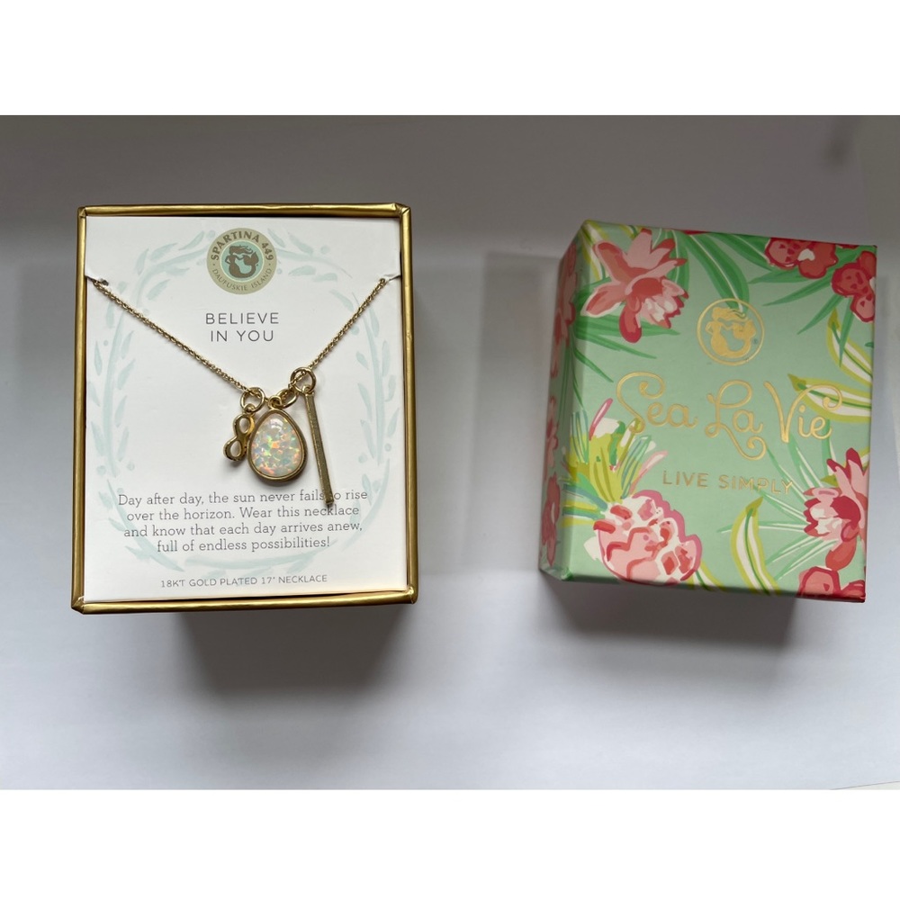 Sea La Vie trio opalescent gold necklace